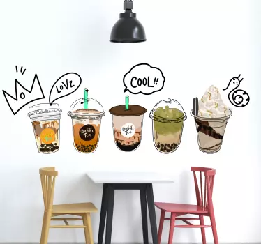 Aufkleber Text Sammlung bubble tea perle milch kaffee - TenStickers