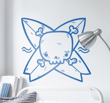 Aufkleber Totenkopf Surfer - TenStickers