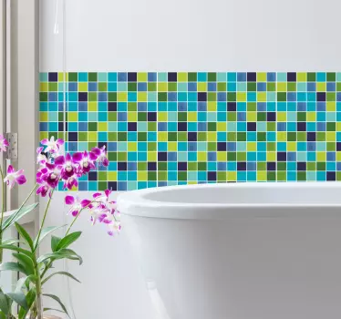 Bordüre selbstklebend Badezimmer in Blau-Grüntönen - TenStickers