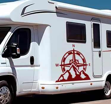 Kompass und Berge Wohnmobil Aufkleber Wandtattoo Berge - TenStickers