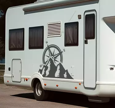 Wohnwagen Aufkleber Kompass und Berge Wandtattoo Berge - TenStickers