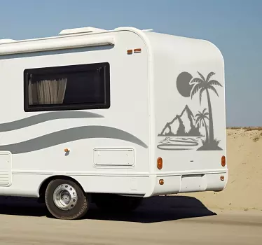 Wohnwagen Aufkleber Palme und Berge Wandtattoo Berge - TenStickers
