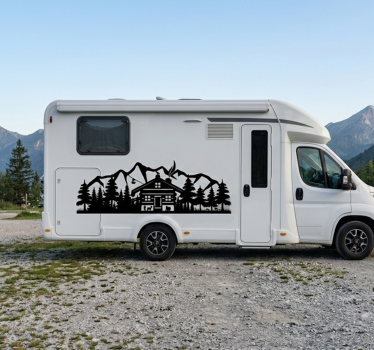 Autoaufkleber berg-hütte silhouette - TenStickers