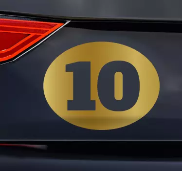 Autoaufkleber goldene Zahl - TenStickers