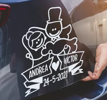 Autoaufkleber Hochzeit Comic Personalisierbar - TenStickers