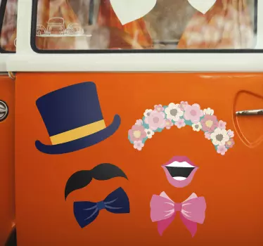 Autoaufkleber Hochzeit Masken - TenStickers