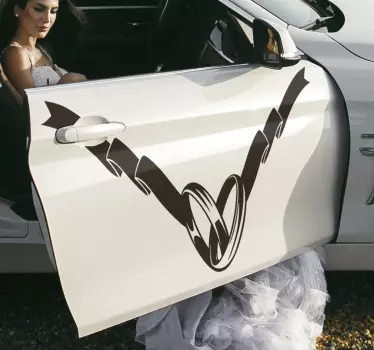 Autoaufkleber Hochzeit Ringe - TenStickers