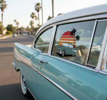 Autoaufkleber vintage sonnenuntergang palmen - TenStickers