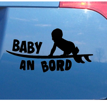Baby Surfbrett Silhouette Baby on Board Aufkleber - TenStickers
