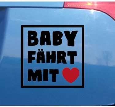 Baby Autoaufkleber Reise mit uns mit herz - TenStickers