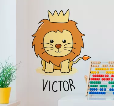 Baby Löwe Zeichnung Wildtier Aufkleber mit Name - TenStickers