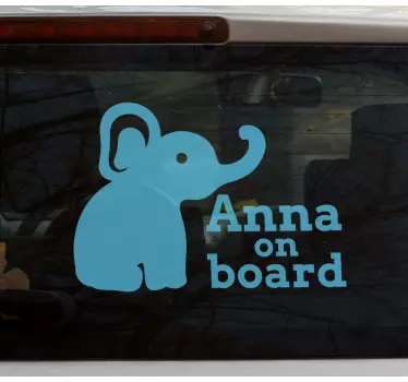 Baby on board aufkleber elefant personalisierungsoption - TenStickers