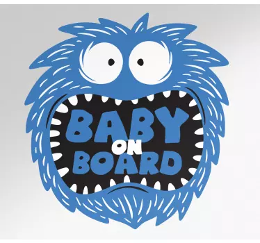 Baby on board aufkleber mit fuzzy blauem charakter - TenStickers