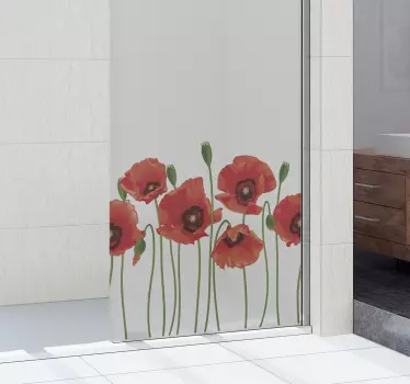 Mohnblumen Folie Duschkabine - TenStickers