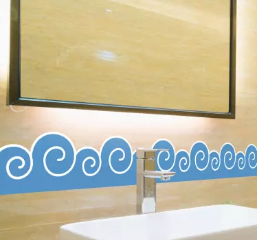 Wandtattoo Badezimmer Tapetenbordüre Anime-Wellen - TenStickers