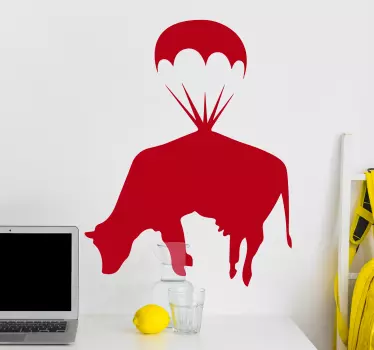 Banksy Wandtattoo Kuh mit Fallschirm - TenStickers