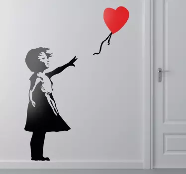 Wandtattoo Schlafzimmer Banksy Mädchen mit Herzluftballon - TenStickers