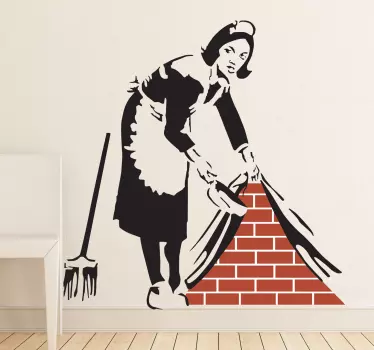 Banksy Putzfrau Wandtattoo Wohnzimmer - TenStickers