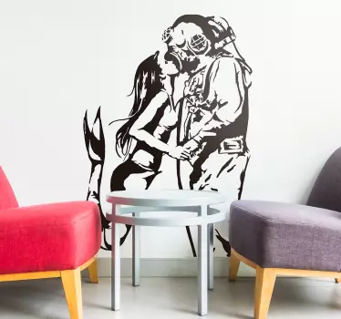 Wandtattoo Maritim Taucher und Meerjungfrau Banksy - TenStickers