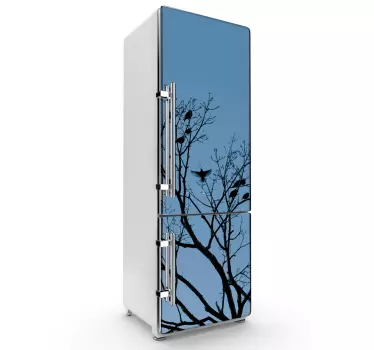 Baum mit Vögeln Kühlschrank Folie - TenStickers
