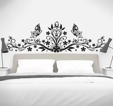 Bett Kopfende florales Wandtattoo - TenStickers