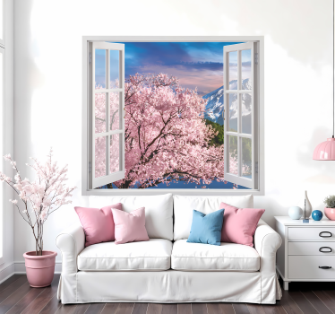 Blume Aufkleber 3d-ansichten zu einem frühlingsrosa-baum - TenStickers