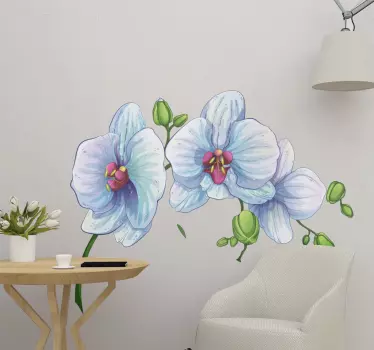 Blume Aufkleber Weiß-blaue Orchidee - TenStickers