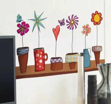 Blumen im Blumentopf Aufkleber - TenStickers