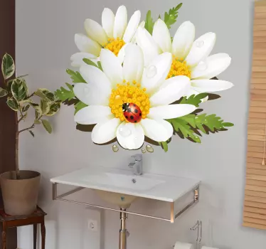 Blumen mit Marienkäfer Aufkleber - TenStickers