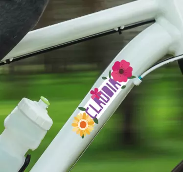 Blumen und Namen Fahrrad Aufkleber - TenStickers