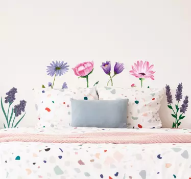 Blumen Zeichnungen floraler Wandaufkleber - TenStickers