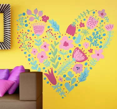 Blumenherz Aufkleber - TenStickers