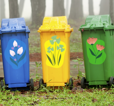 Aufkleber Mülltonne Blumendesigns - TenStickers