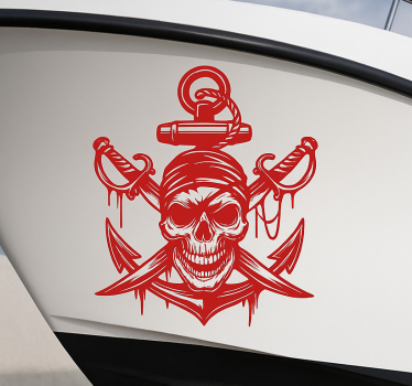 Bootsaufkleber rotes piratenschädelmotiv - TenStickers