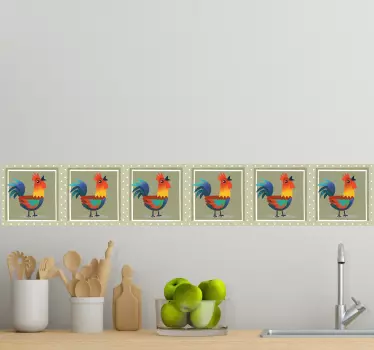 Bordüre selbstklebend bunte hähne - TenStickers