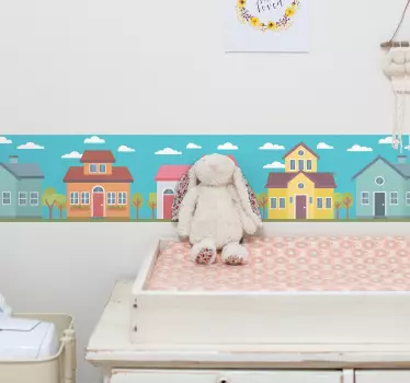 Bordüre selbstklebend bunte hausreihe - TenStickers