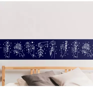 Bordüre selbstklebend elegante handgezeichnete blumen - TenStickers