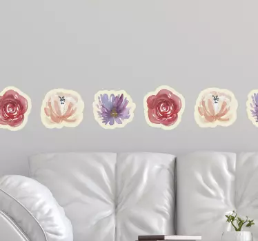 Bordüre selbstklebend im floralen aquarelldesign - TenStickers