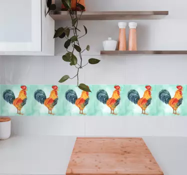 Bordüre selbstklebend lebendiges hahnenmotiv - TenStickers