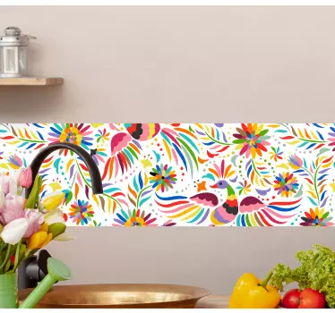 Bordüre selbstklebend mit lebendigen blumenmotiven - TenStickers