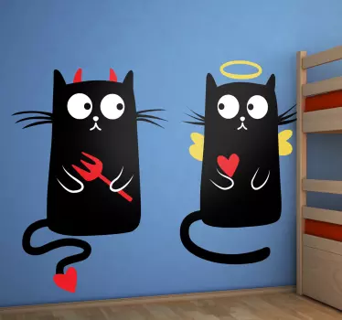 Böse und liebe Katze Sticker - TenStickers