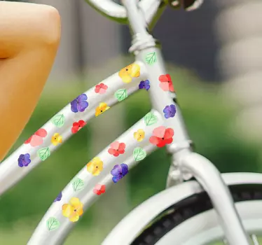 Farbenfrohe Blumen Fahrrad Aufkleber - TenStickers