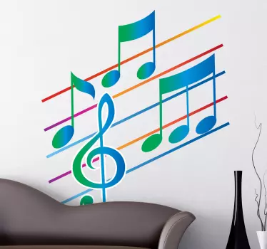 Bunte Notenlinien Aufkleber - TenStickers