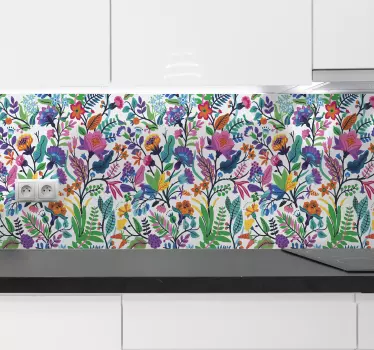 Bunter Aufkleber Blumenmuster - TenStickers