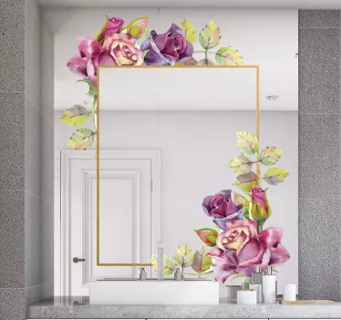 Elegante Blumenverzierung Spiegel Aufkleber - TenStickers