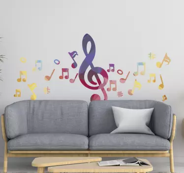 Bunter Notenschlüssel musikalisches wandtattoo - TenStickers