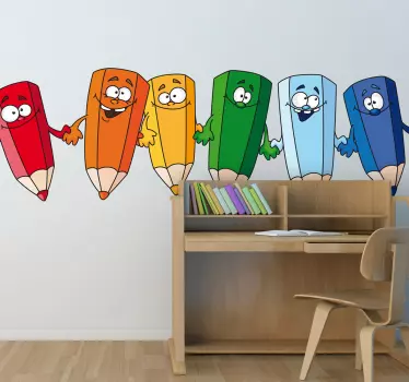 Wandtattoo Kinderzimmer Buntstift Freunde - TenStickers