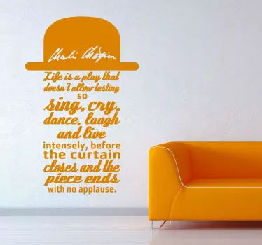 Wandtattoo Schlafzimmer Charlie Chaplin Zitat Sticker - TenStickers