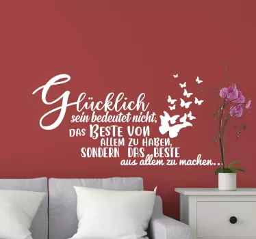 Wandtattoo Wohnzimmer modern Glücklich sein weiß - TenStickers