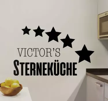 Wandtattoo Küche Sternenküche mit personalisiertem Namen - TenStickers